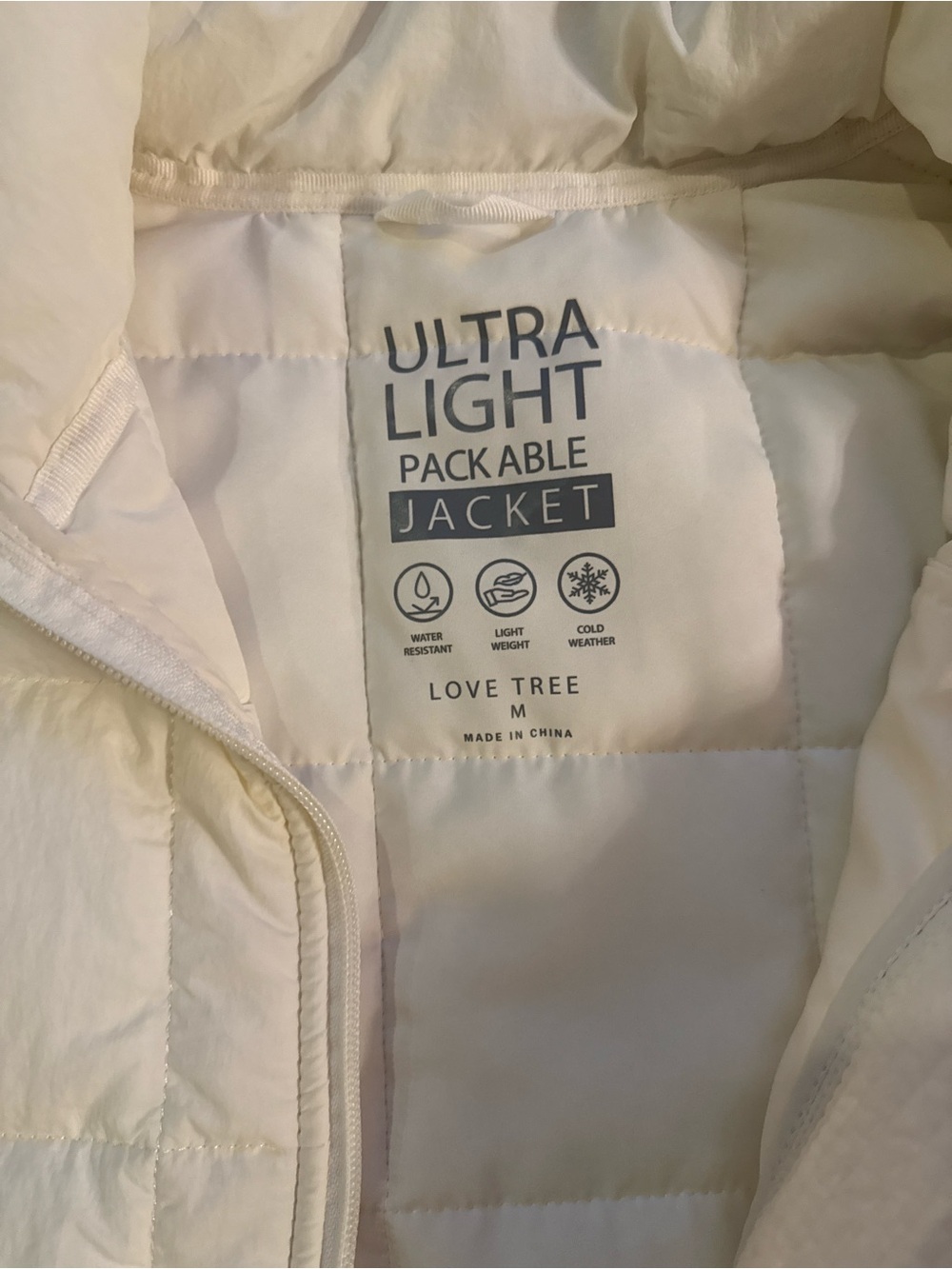 Love Tree Off-White Packable Coat with Pockets